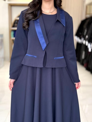 بليزر | أبرار بقماش كريب باربي تركي كحلي (طقم قطعت...