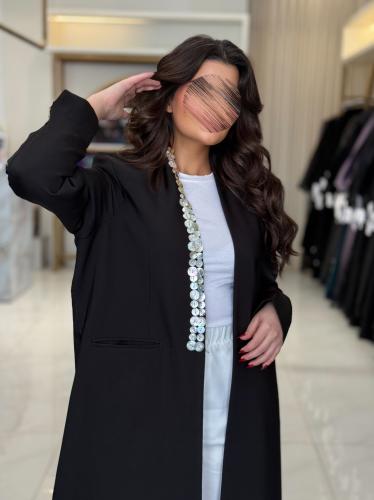 بليزر | عباية اسماء بقماش كريب باربي مزين بصدف اسو...