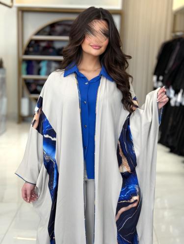 عبايه سحاب بقماش كريب تركي (طقم تركي ثلاث قطع) ازر...