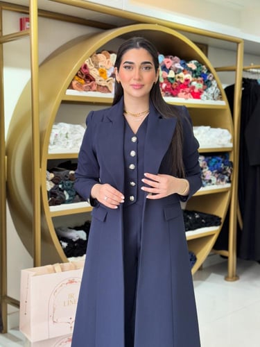 عباية عنقاء | بليزر طقم تركي ثلاث قطع كحلي