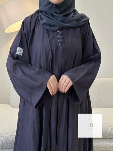 عباية لنن مكسر خفيف صيفي - رمادي