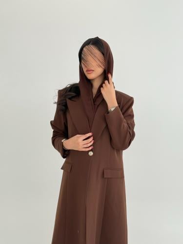 عباية عنقاء | بليزر طقم تركي ثلاث قطع بني