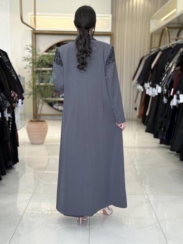 عباية إيليف بقماش كربب باربي تركي رمادي ( طقم ثلاث...