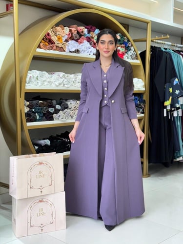 عباية عنقاء | بليزر طقم تركي ثلاث قطع موف