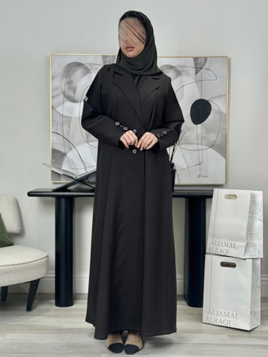 عباية سديم بليزر كريب الاناقة زيتي