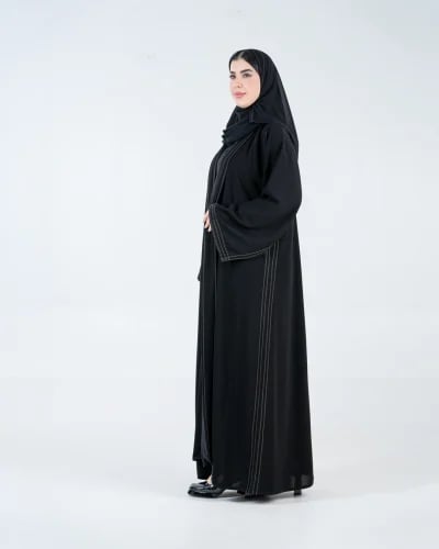 عباية سرور بقماش كريب ملكي بتطريز بني