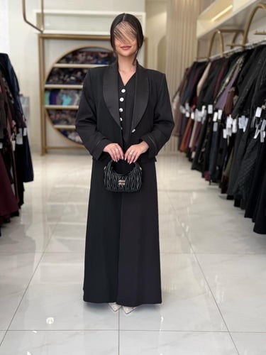 عباية ولوف بقماش كربب باربي تركي اسود ( طقم ثلاث ق...