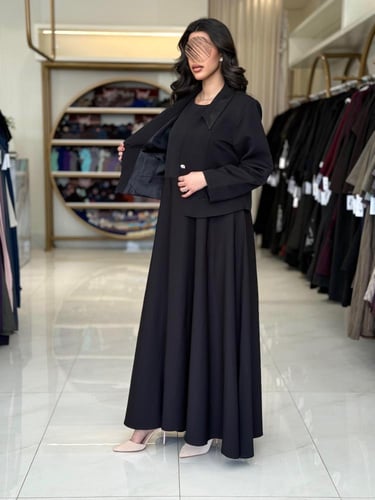 بليزر | أبرار بقماش كريب باربي تركي اسود(طقم قطعتي...