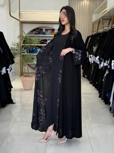 عباية سما بقماش شيفون برسم مبطن دبل فيس موف