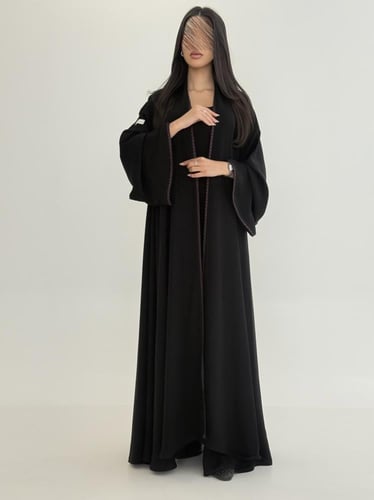 عباية سلطانه بقماش انترنت كويتي بتطريز ناعم موف