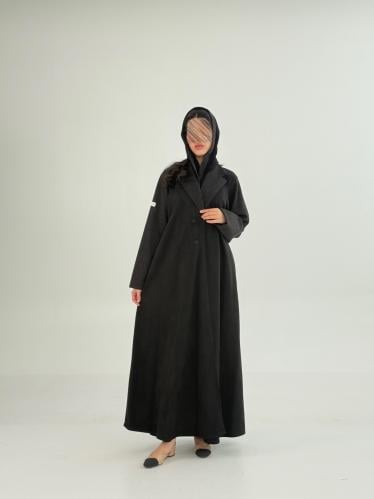 عباية يسرى بقماش جوخ مع شامواه شتوي اسود