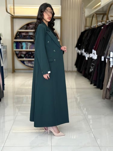 بليزر | عباية اسرار بقماش كريب باربي تركي اخضر( طق...