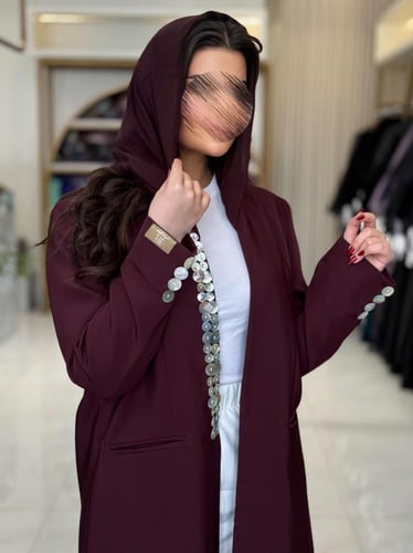 بليزر | عباية اسماء بقماش كريب باربي مزين بصدف برغ...