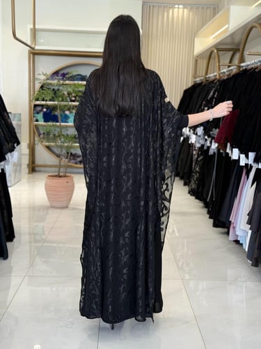 عباية رحاب بقماش بلاك بيري مع شيفون فلوك