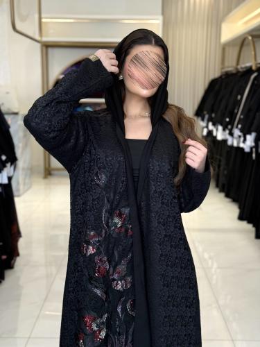 كولكشن العيد | عباية اشجان بقماش دنتل مزين بشك 1