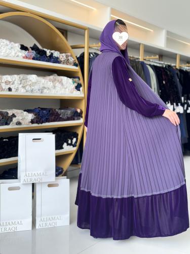 عباية ديلارا كريب الاناقة مع مخمل بنفسجي