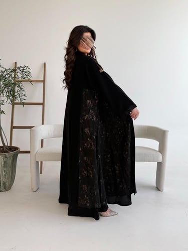 عباية رودا بقماش انترنت بكسرات مطفي