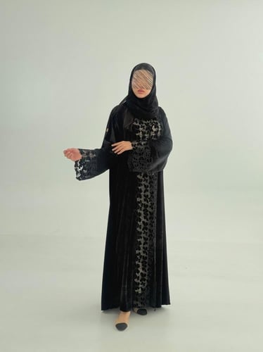 عباية الاميره بقماش مخمل ياباني بتخريم كمبيوتر فرا...