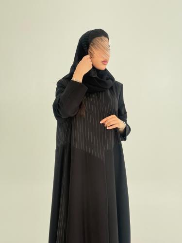 عباية وهوج بقماش كريب الاناقة تدخيلات كريب مقلم 3