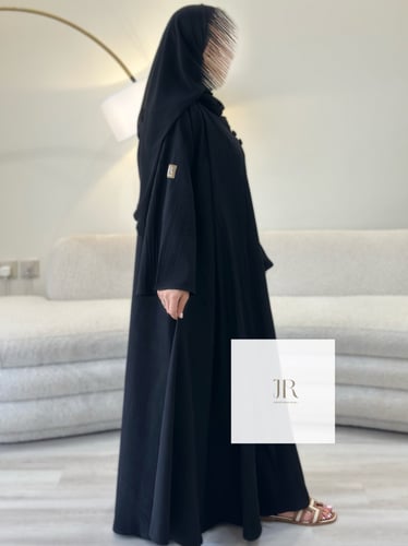 عباية لنن مكسر خفيف صيفي - اسود