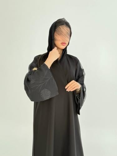 عباية ميسان بقماش كريب الاناقة بكم اورجنزا اوراق ش...