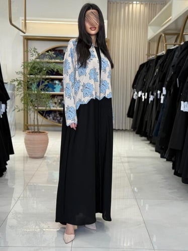 عباية مياده بقماش بلاك بيري تدخيلات دانتل فرنسي سم...