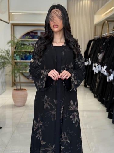 عباية سما بقماش شيفون برسم مبطن دبل فيس بيج