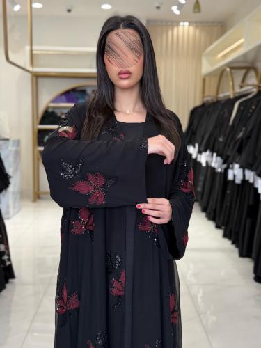 كولكشن العيد | عباية حنان بقماش شيفون مبطن مزين بش...