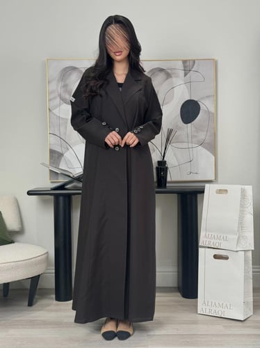 عباية سديم بليزر كريب الاناقة زيتي