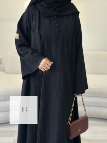 عباية لنن مكسر خفيف صيفي - اسود