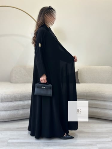عباية ريحانة l دبل كلوش بقماش ملكي - اسود