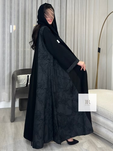 عباية الكلوش صيفي ابو وردة - اسود