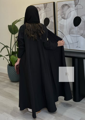 عباية بقماش كريب دنسون - اسود