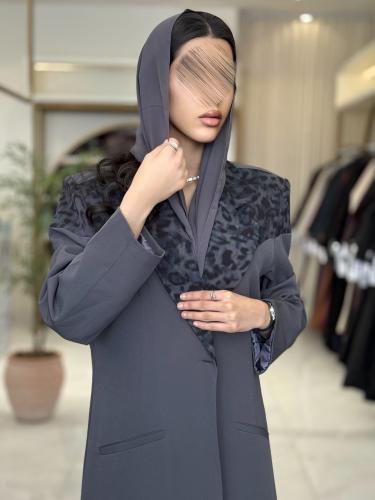 عباية إيليف بقماش كربب باربي تركي رمادي ( طقم ثلاث...