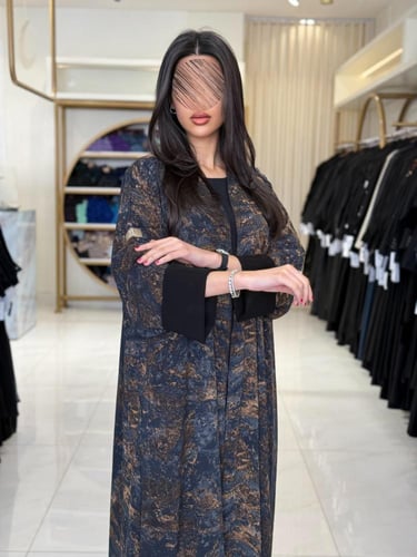 عباية زوينه بقماش شيفون دبل فيس ملون رملي