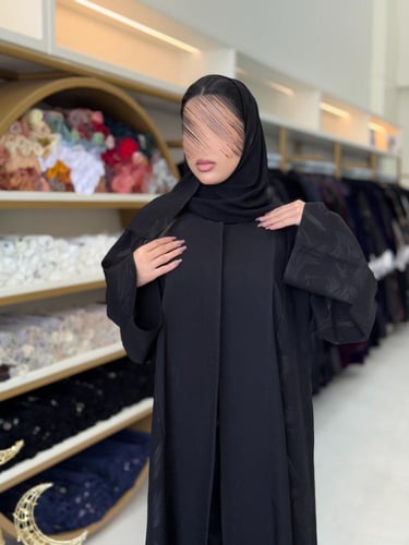 عباية جاز بقماش كريب الاناقة تدخيلات كريب مطبع 3