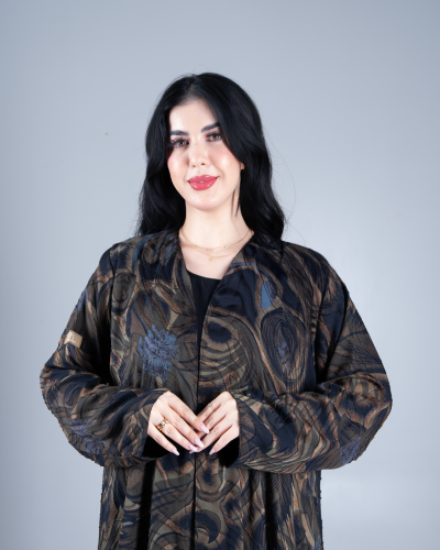عباية عهد بقماش شيفون دجتال زيتي