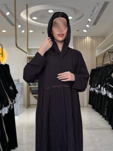 عباية طيف -بقماش لنن صيفي بتخريم ليزر تطريز هاري ب...