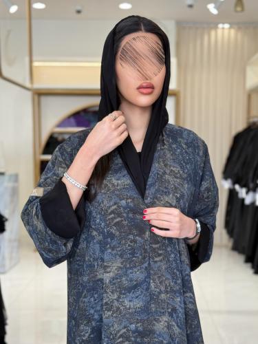 عباية زوينه بقماش شيفون دبل فيس ملون زيتي