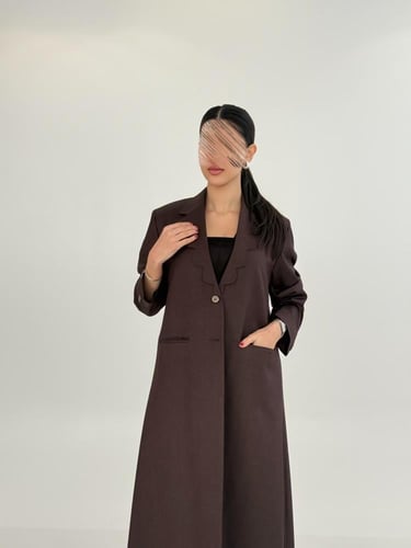 عباية | بليزر عفاف بقماش كريب اميرال مقلم بني
