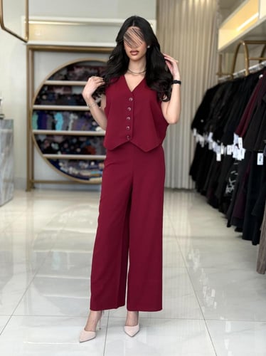 بليزر | عباية اسرار بقماش كريب باربي تركي عنابي (...