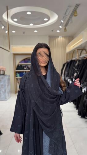 عباية خديجه بقماش حرير مبطن بشيفون برسم مطفي