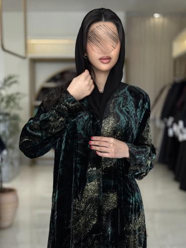 كولكشن العيد | عباية زينه بقماش شيفون مخمل بلمعه ا...