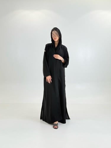 عباية امثال بقماش انترنت بتطريز زج زاج اسود