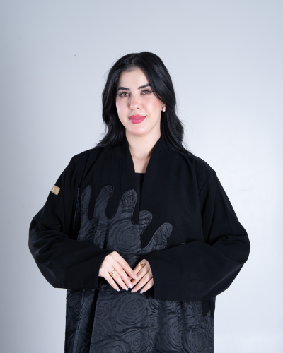 عباية حور بقماش كريب ملكي مع جاكار