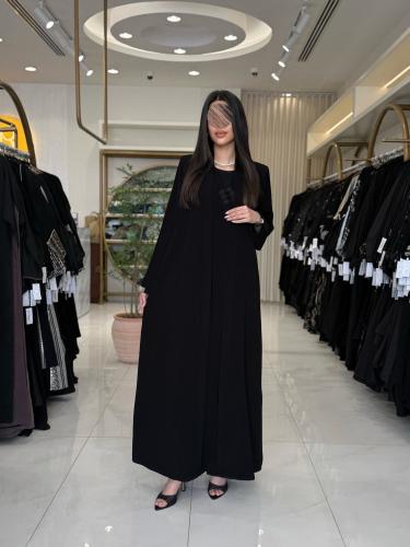 عباية نبيهه - بقماش كريب ملكي تدخيلات شاكيرا اسود...