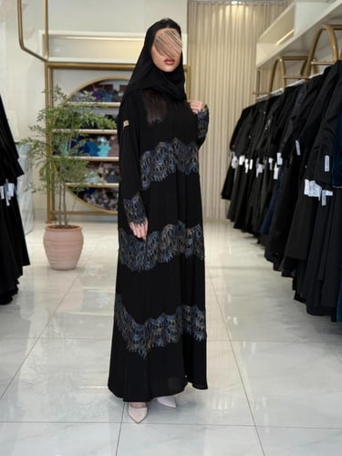 كولكشن العيد |عباية منيه بقماش كريب ملكي تدخيلات د...