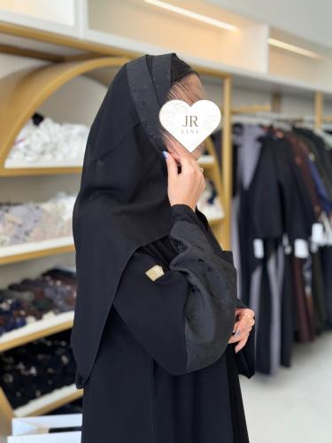 عباية رامين بقماش ملكي تدخيلات انيقه بالكم - اسود