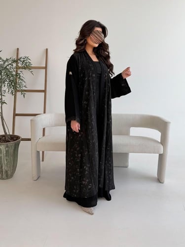 عباية رودا بقماش انترنت بكسرات مطفي