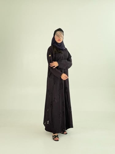 عباية حنين بقماش اورجنزا فلوك مخرم موف